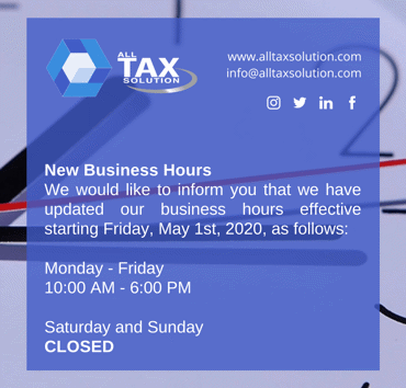 New Business Hours starting May 1, 2020