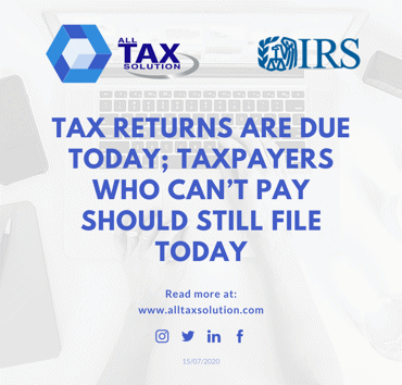 Tax returns are due today; taxpayers who can’t pay should still file today