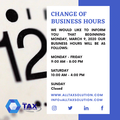 Change of Business Hours